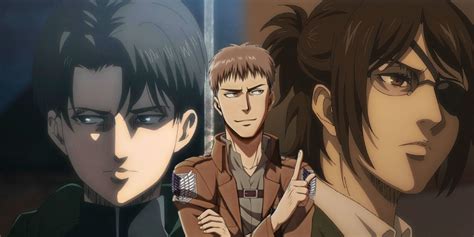Personajes de Attack on Titan en un campamento