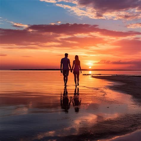Pareja disfrutando un momento íntimo en la playa al atardecer