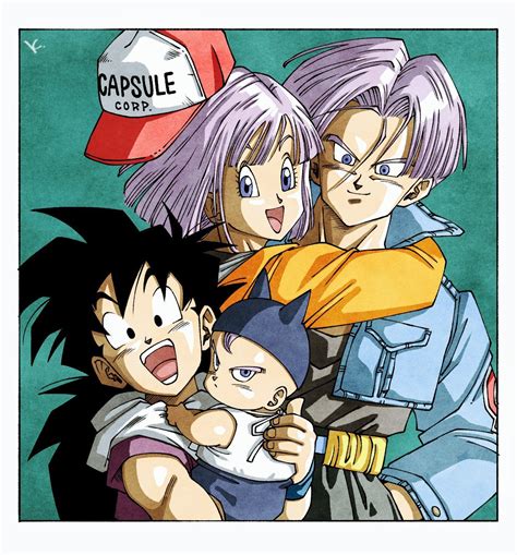 Ilustración de Bulma junto a Goku y otros personajes de Dragon Ball