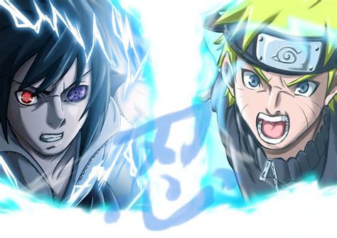 Sasuke y Naruto hablando en un campo de batalla