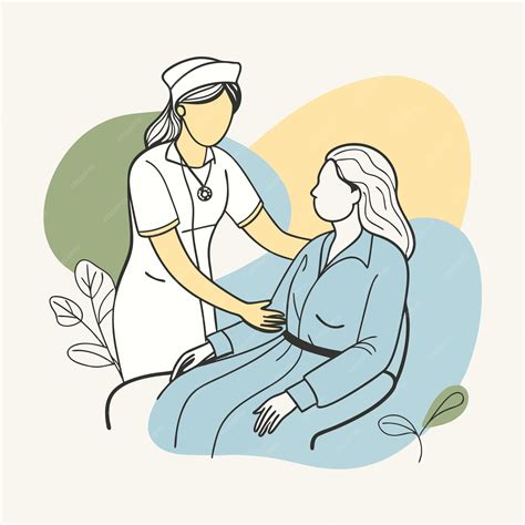 Ilustración de enfermera y paciente en un contexto sugerente