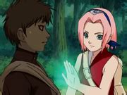 Sakura Haruno curando a un herido