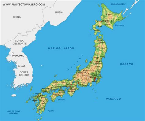 Mapa de Japón con la ubicación de la Bahía de Suruga y Tokio