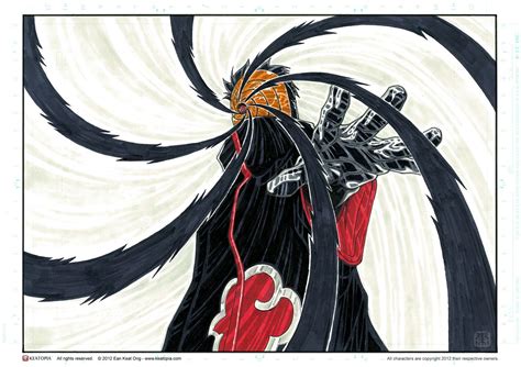 Ilustración de Obito Uchiha usando Kamui para volverse intangible