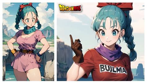 Bulma con su camiseta roja icónica de Dragon Ball