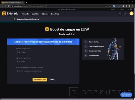 Interfaz de compra de cuentas en Eldorado.gg