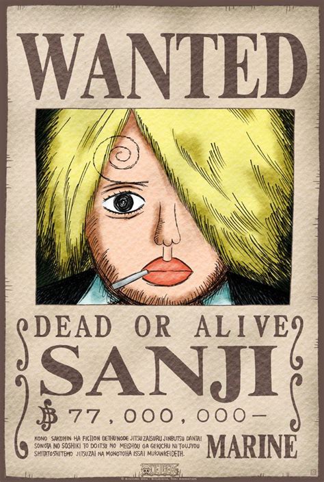 Ilustración de Vinsmoke Sanji con su primer cartel de recompensa
