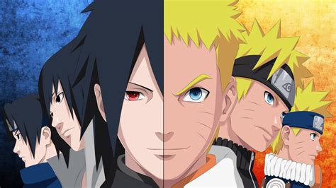 Naruto y Sasuke caminando juntos de la mano