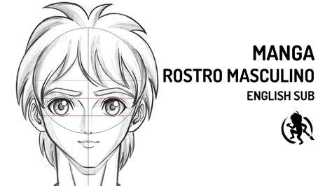 Ejemplo de dibujo de rostro estilo manga con líneas de guía