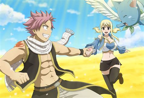 Natsu Dragneel y Lucy Heartfilia con Happy