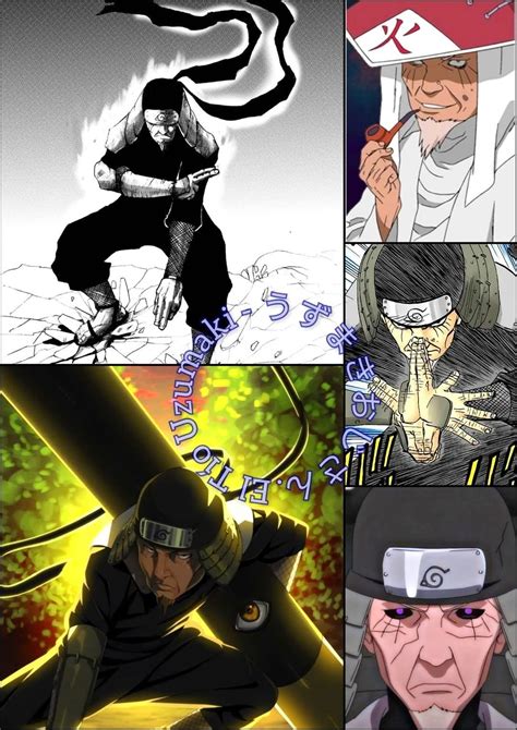 Hiruzen Sarutobi luchando contra los Hokages resucitados.