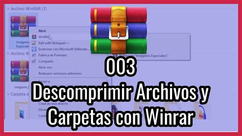 Captura de pantalla mostrando cómo usar WinRAR para descomprimir un archivo