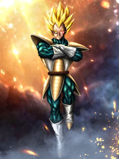 Ilustración del Príncipe Vegeta con su armadura Saiyajin.
