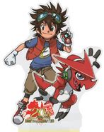 Ilustración de Taiki y Shoutmon en el Mundo Digital