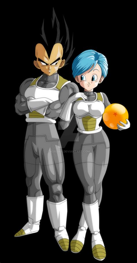 Ilustración de Bulma y Vegeta paseando juntos