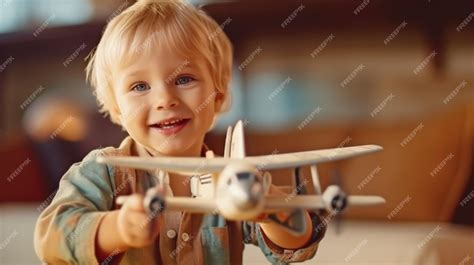 Imagen de Mikey de niño con un avión de juguete