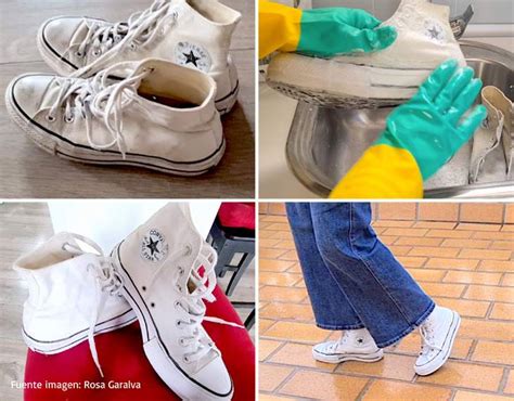 Infografía paso a paso para lavar Converse blancas a mano