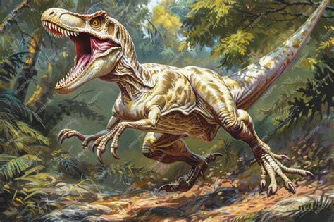 Ilustración de un dinosaurio majestuoso en su hábitat natural