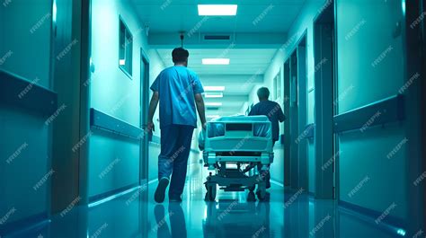 Hospital con personal médico y paciente en camilla