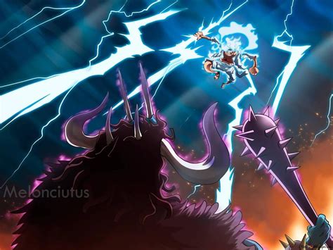 Luffy usando Gear 5 contra Kaido