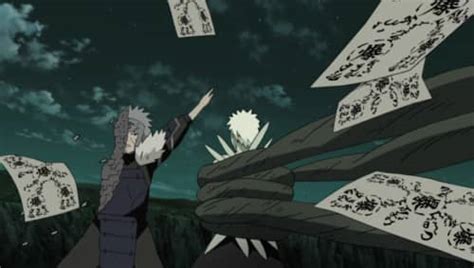 Tobirama utilizando la Intersección de Sellos Explosivos