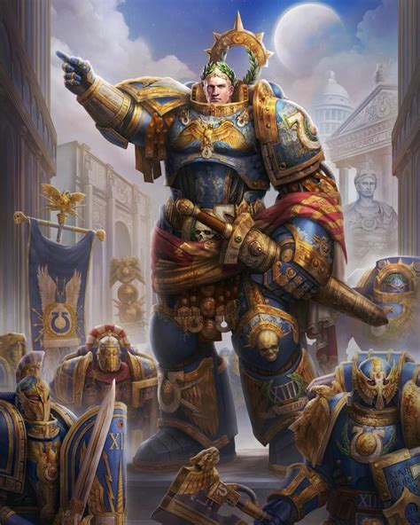Ilustración de Roboute Guilliman recibiendo la Espada del Emperador