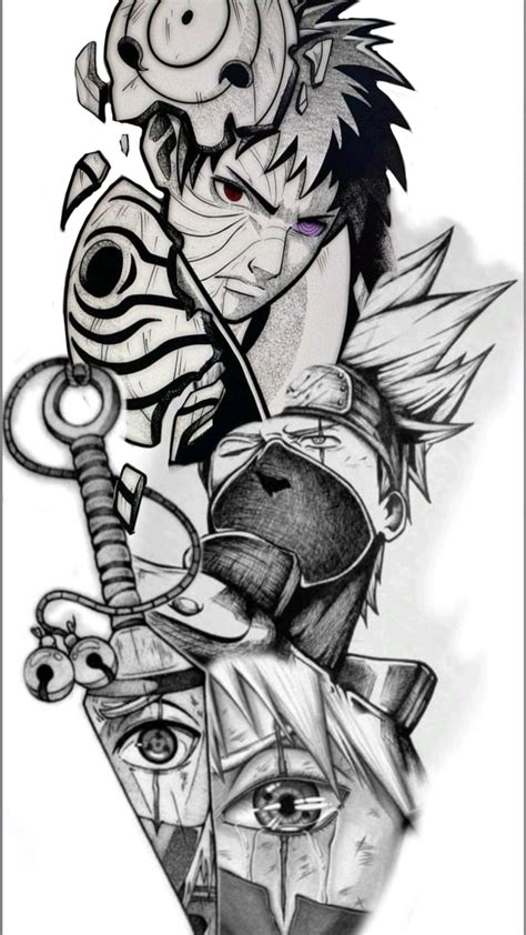 Tatuaje de Kakashi y Obito