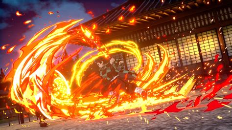 Escena de combate en Demon Slayer The Hinokami Chronicles
