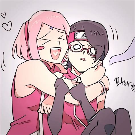 Sakura con Sarada en brazos