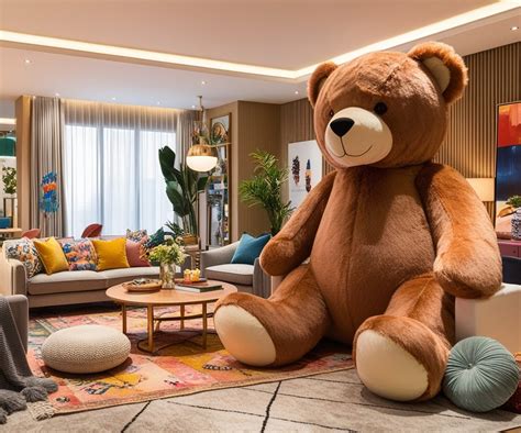 Habitación con un oso de peluche gigante