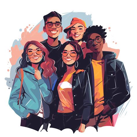 Ilustración de dos jóvenes en una playa