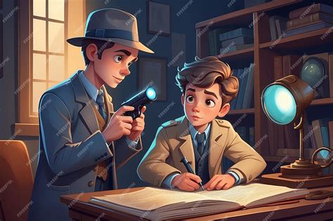 Ilustración de un detective resolviendo un caso