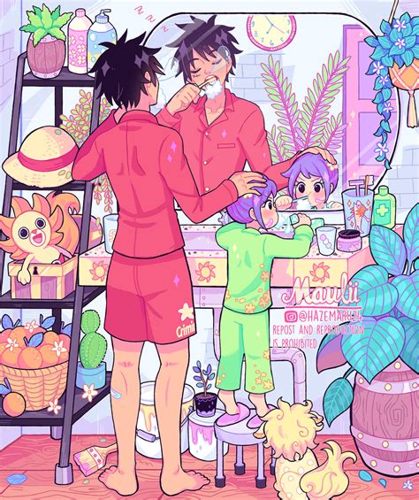 Luffy y Tama interactuando