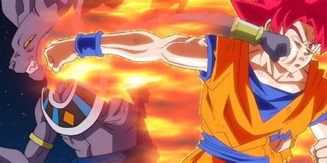 Goku en Super Saiyan God luchando contra Beerus