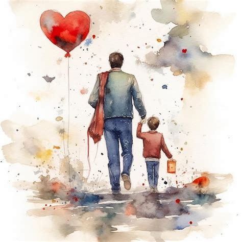 Pintura japonesa de un padre y su hijo viajando