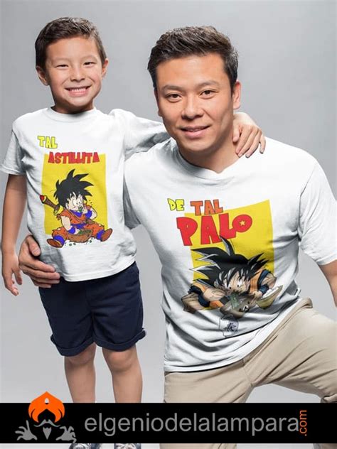 Padre e hijo vistiendo camisetas de Dragon Ball a juego