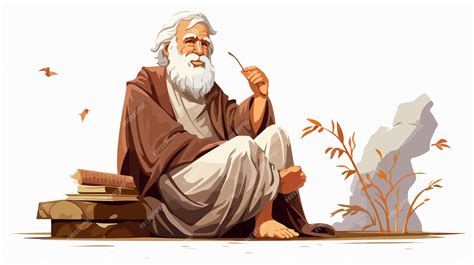 Ilustración de un Sabio ermitaño en la mitología japonesa