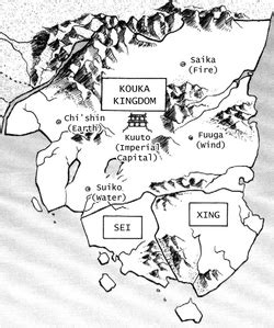 Mapa del Reino de Kouka y las regiones de las tribus