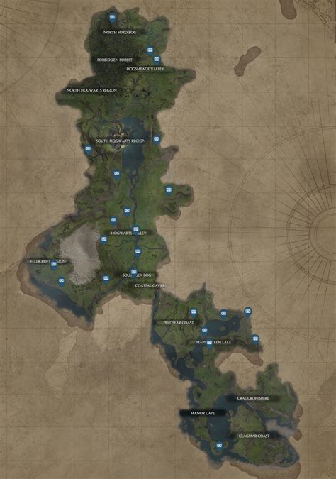 Mapa de Waford con la ubicación de los cofres resaltada