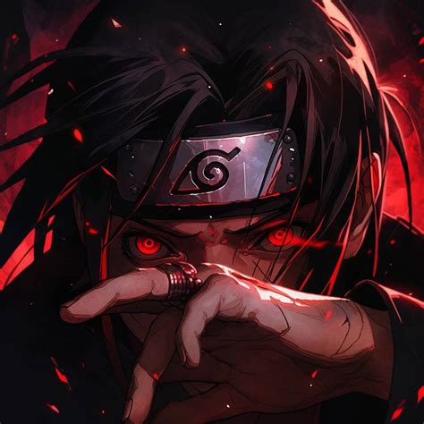 Ilustración de Itachi Uchiha en pose de combate