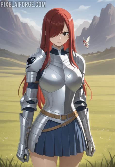 Ilustración de Erza Scarlet en la Torre del Paraíso