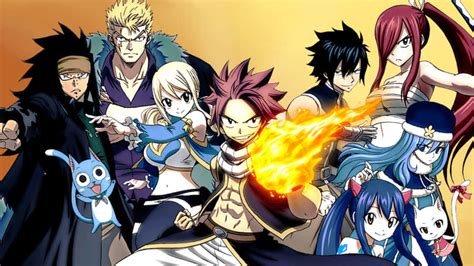 Ilustración de varios magos de Fairy Tail utilizando sus poderes