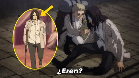 Eren Jaeger con una expresión seria en Marley