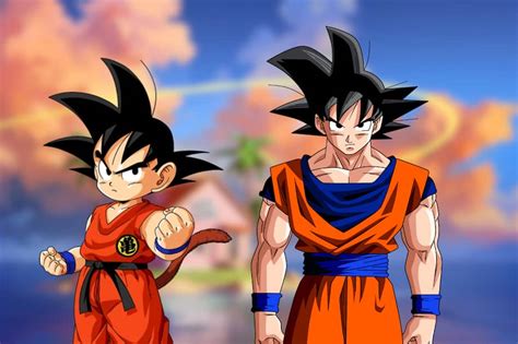 Comparación de Goku niño y Goku adulto