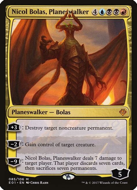 Gráfico comparativo de la lealtad y habilidades de Nicol Bolas, Dios Faraón frente a otros Planeswalkers