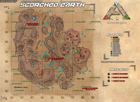 Mapa de Scorched Earth mostrando las ubicaciones comunes de los nidos de Wyvern