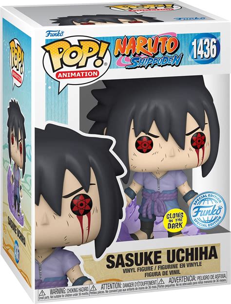 Detalle del Sharingan en la figura Funko Pop de Sasuke