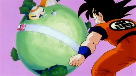 Imagen de Goku sacrificándose en el Planeta de Kaio