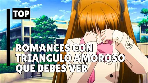 Ilustración de un triángulo amoroso con personajes de anime