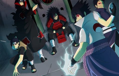 Itachi y Madara (Tobi) ejecutando la masacre del Clan Uchiha